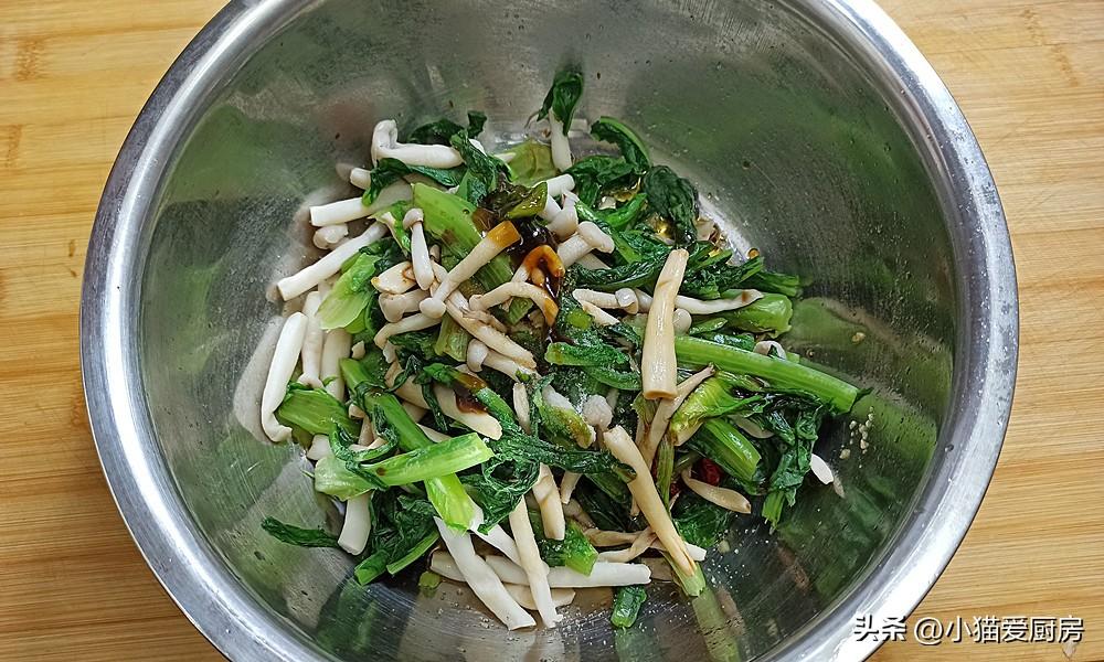 圖片[9]-【油麥菜拌海鮮菇】做法步驟圖 爽口開胃 做法簡單-起舞食譜網