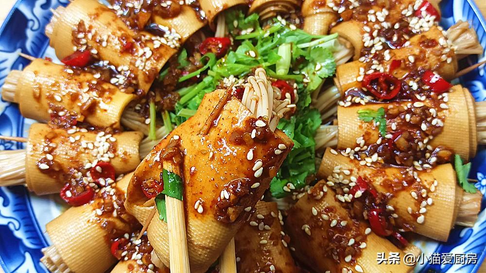 圖片[1]-【鹵味金針菇豆腐卷】做法步驟圖 香辣好吃 下飯下酒-起舞食譜網