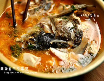 圖片[1]-鮮辣魚頭豆腐煲-起舞食譜網