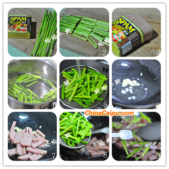 午餐肉炒蘆筍
