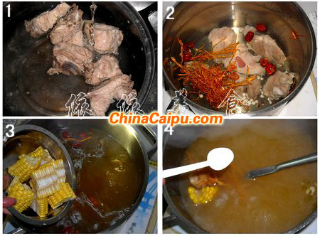 蟲草花玉米脊骨湯