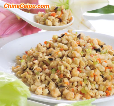 菜片雞粒炒海鮮松
